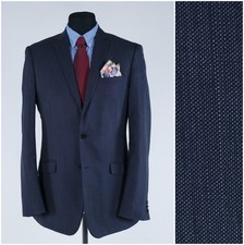 Mens Navy Blue Blazer 40R UK Size ANGELO LITRICO Wool Sport Coat Jacket