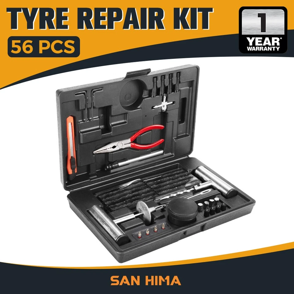 56PCS Tyre Puncture Repair Recovery Kit Heavy Duty 4WD Offroad Plugs Tubeless