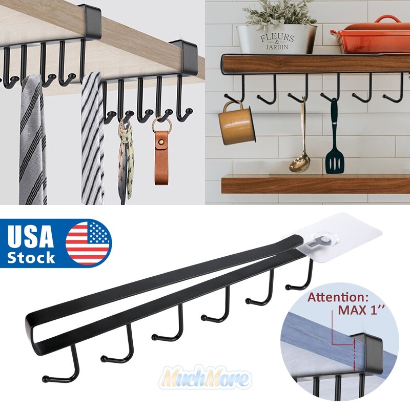 Under Shelf Coffee Cup Mug Metal Holder Hanger Storage Rack 6