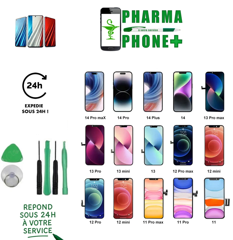 ECRAN COMPLET OLED POUR IPHONE X XR XS 11 12 13 14 15 16 PRO MAX PLUS MINI🇫🇷 - Imagen 4 de 4