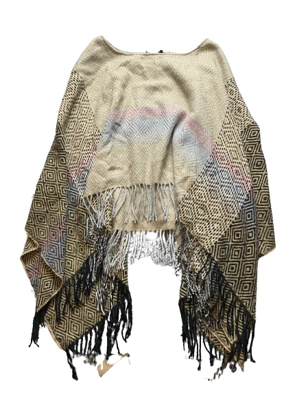 Poncho BCBGeneration para mujer OSFM color tostado flecos argyle diamante chal 1/4 cremallera damas Foto 4 de 4