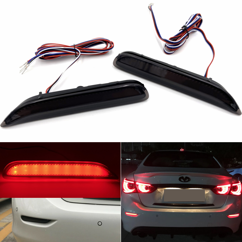 2x Smoked Lens Red Bumper Tail Turn Signal Lights For Infiniti Q50 QX