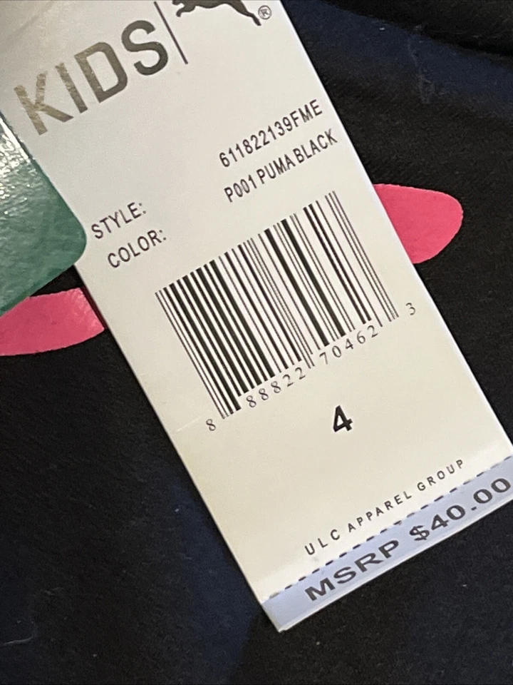 Sudadera con capucha para niñas talla 4 Puma negra, rosa, Tiel nueva con etiquetas envío gratuito Foto 3 de 4