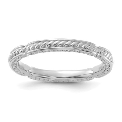 Massiver Sterlingsilber stapelbarer Ausdrücke rhodinierter strukturierter Ring