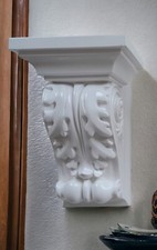 White Plaster Corbel –Oak Leaf Design – Decorative Wall Supports