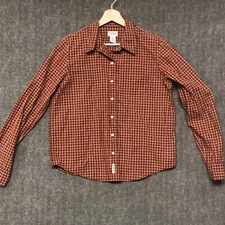 Abercrombie Fitch Shirt Womens Medium Red Top Blouse Button Plaid Long Sleeve