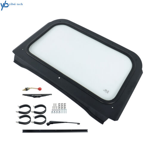 For 2008-2014 Polaris RZR 570, 800, XP 900 Full Glass Windshield w/ Wiper Black - Picture 2 of 9