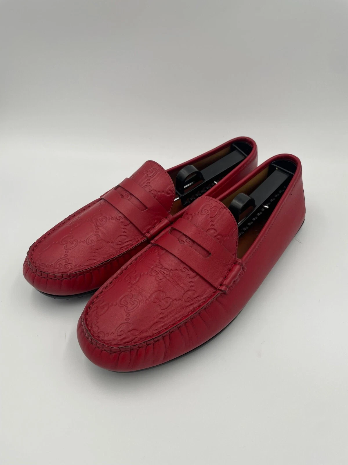 Mocassins homme Gucci Guccissima en cuir rouge taille 7,5 US