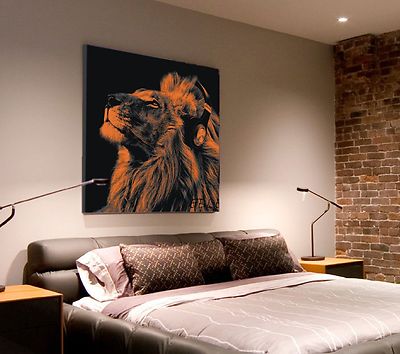 Xxl Bild 90x90 Popart Leinwand Lowe Mit Kopfhorer Gemalde Abstrakt Schwarz Ikea Ebay