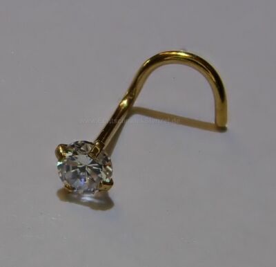 Nasenpiercing 4 Stotzen 3,0 mm Chirurgenstahl 316L Spirale Zirkonia vergoldet