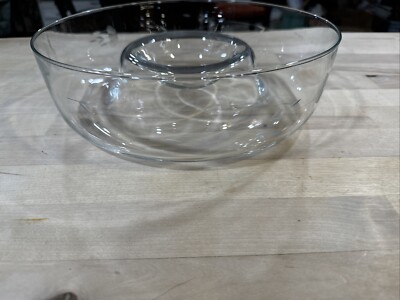 Princess House HERITAGE 11'' Chip and Dip Bowl Crystal Etched Hand Blown 401