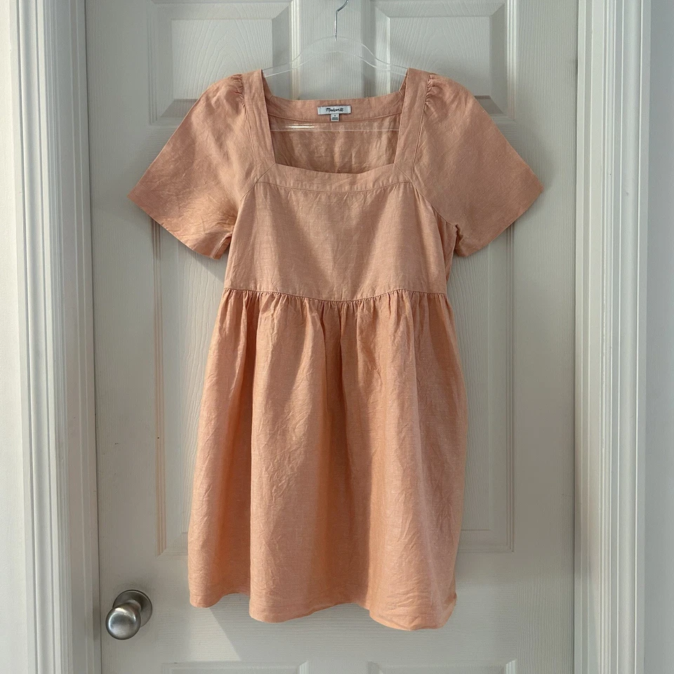 Mini Vestido Madewell Allie Mezcla de Lino Talla Pequeña Foto 2 de 4