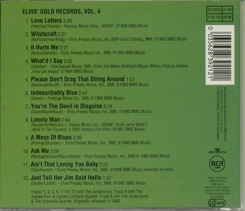 Elvis Presley - Elvis' Gold Records Volume 4 (CD) - Elvis, RCA All Countries - Foto 2 di 3