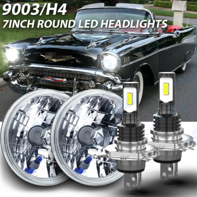 H6024 7" Round LED Headlight Conversion Kit - Chrome Housing, Clear Lens, DOT/SAE