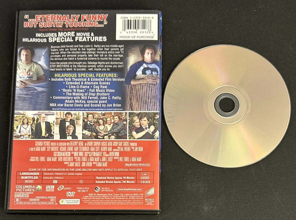 Step Brothers Comedy DVD Will Ferrell, John C. Reilly (Columbia/Sony 2008 Used) - Image 2 of 4
