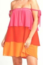 $200 Show Your Mumu Womens Pink Gabriela Colorblock Convertible Skirt Dress Sz S