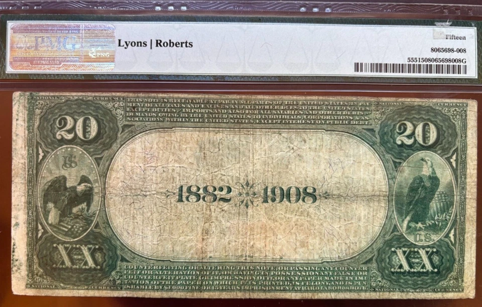 1882 $20 Date Back Citizens NB of Cincinnati CH# 2495 - FR 555 - PMG Grade 15 CF - Image 3 of 3