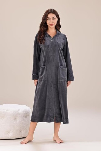 Richie House Zipper Robe Women - Full-Length Housecoat Bathrobe Lounge RHW4100 - Picture 9 of 11