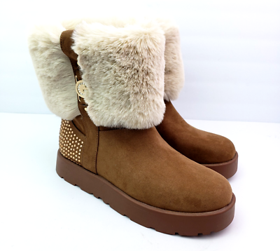 #ad Guess GBG Los Angeles Womens Size 9 Brown Rhinestone Faux Fur Boots GGDINTAH2 R $45.38