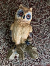 Vintage Original Lenwile Ardalt Brown Owl Japan Label Ceramic Statue