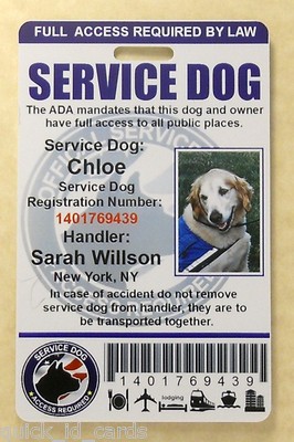 SERVICE DOG ID CARD FOR SERVICE ANIMAL PROFESSIONAL ADA RATED