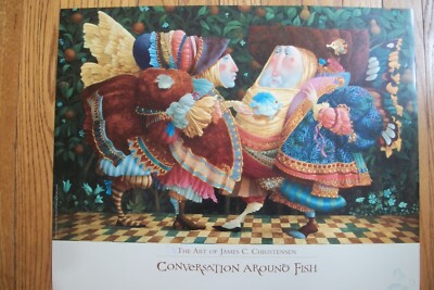 NEW - James Christensen -- Conversation Around Fish Poster -- Greenwich Workshop