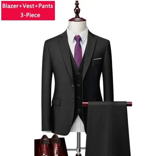 ( Sakko + Weste + Hose ) Boutique Herren Anzug 3-teiliges Set Bräutigam Brautkleid - Bild 26 von 52
