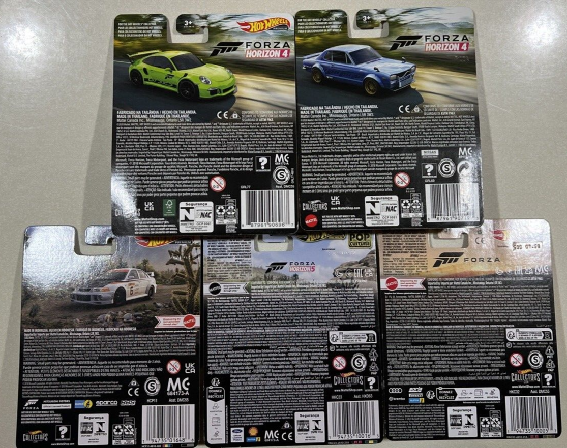 Hot Wheels FORZA Porsche 911 GT3 RS, AUDI AVANT, LANCER, ESCORT