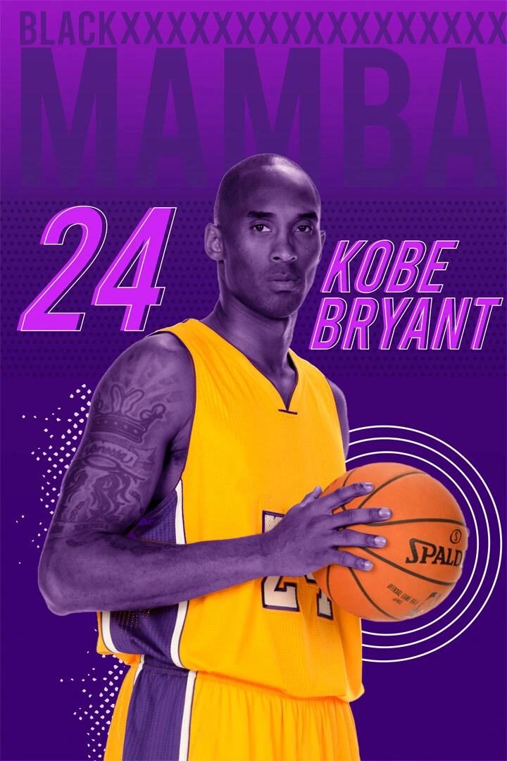 Kobe Bryant Jersey Black Mamba Los Angeles Lakers NBA Posters 