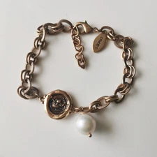 New 8"+1" Chicos Pearl Charms Bracelet Gift Vintage Women Party Holiday Jewelry