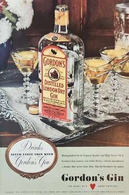 1937 Gordons Distilled London Dry Gin Vintage Ad Distinguished