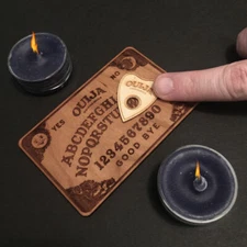 MINI OUIJA BOARD - Wood Burned CHERRY with Planchette - 4 x 2.5 Inch - Spirit
