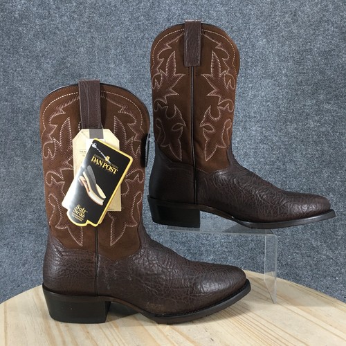 Dan Post Western Boots Mens 11 D Brown Pull On Leather Mid-Calf Pointed Toe NEW