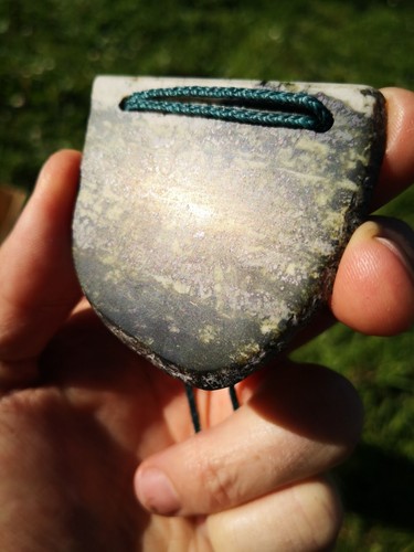 Pounamu Greenstone Serpentine Mix Quartz Pyrite Carving Breastplate Pendant - Picture 2 of 10