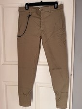 ZARA Men's Beige Slim Fit Cotton Twill Casual Pants Tapered Leg Pockets
