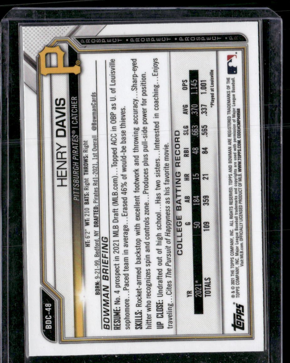 2021 Bowman Draft #BDC-48 Henry Davis Chrome