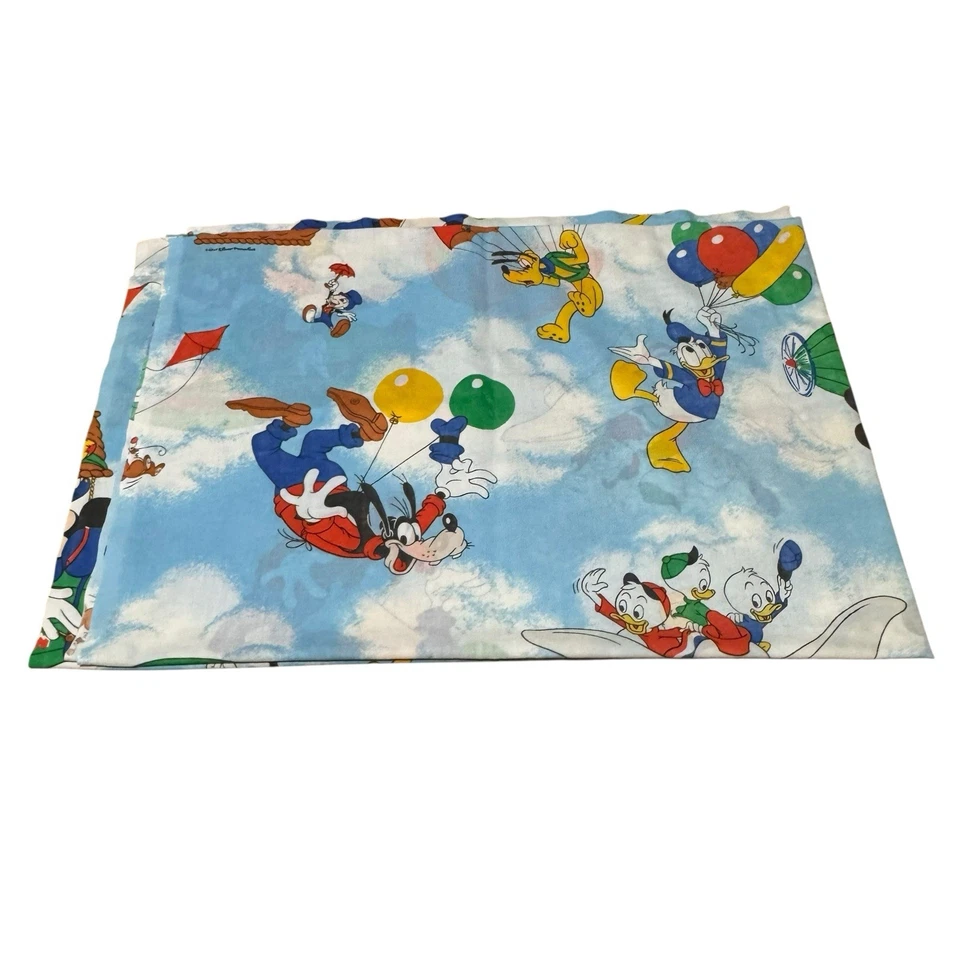 Vintage Mickey Mouse Twin Flat & Fitted Sheet Walt Disney Goofy Donald Duck - Image 3 of 3