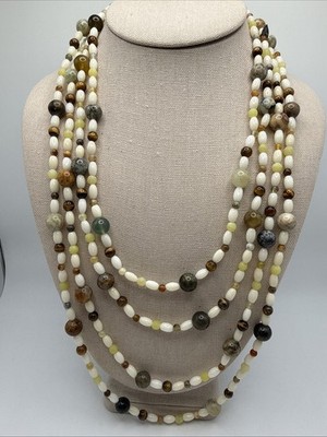 Jay King Super Long 102  8.5ft Natural Jade Tiger s Eye Multi Gemstone Necklace
