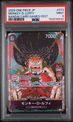 PSA 9 One Piece Monkey D Luffy OP07-073 BANDAI CARD GAMES Fest