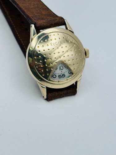 1950's Elgin GOLD Filled Direct Read "Golf Ball" Mens Jump Hour Watch CAL. 717 - Picture 10 of 21