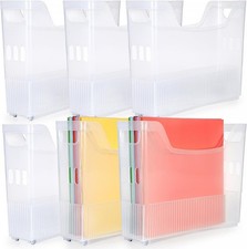 6 Pack Scrapbook Paper Storage Box W/ Wheels Plastic Storage Organizer 12" x 12"