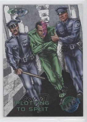 1995 Fleer Metal Batman Forever Silver Flasher Two-Face Plotting to Split 0b5
