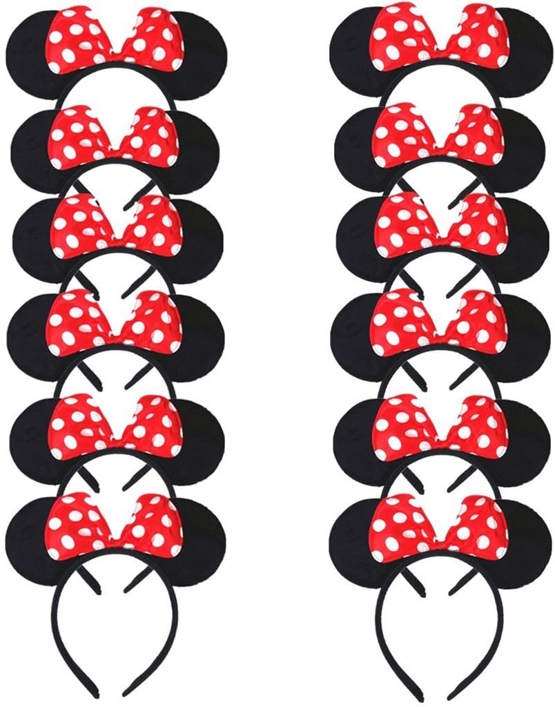12 PIEZAS Diadema Orejas de Minnie Mouse Dibujos Animados - Disfraz Elegante - Conjunto Fiesta