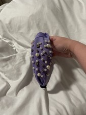 Purple Knotted Headband with Faux Pearls and Rhinestones
