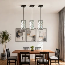 Black Crystal Chandelier Ceiling 3 Pack 4'' Pendant Light Kitchen Island Fixture