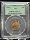 1912 $5 Gold Indian Head PCGS MS62