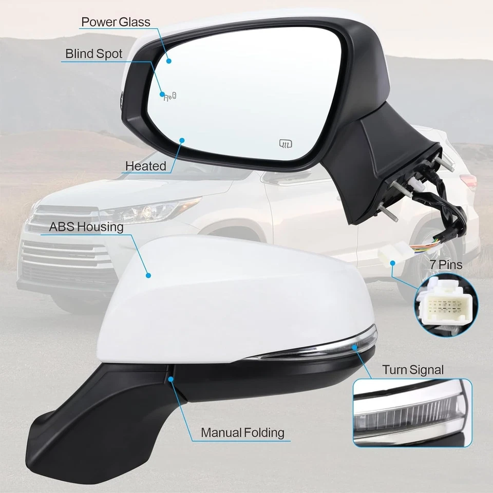Left Driver Side Mirror Compatible With 2020-2025 Toyota Highlander - Image 2 of 4