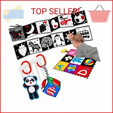 4 PCS Black and White High Contrast Baby Toys 0-3-6 Months Newborn Essential Toy