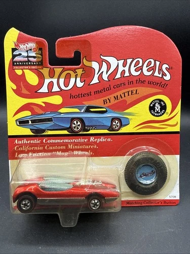 1993 Hot Wheels RED SPLITTIN IMAGE 25th Anniversary w BUTTON Fast SHIPPING