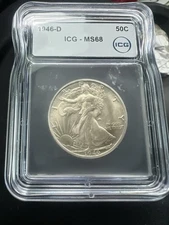 1946-D 50C Walking Liberty Half Dollar MS68!
